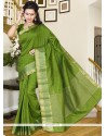 Green Print Work Silk Casual Saree