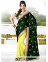 Green And Yellow Velvet Designer Saree