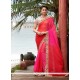 Competent Hot Pink Embroidered Work Classic Saree