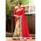 Prodigious Red Faux Chiffon Designer Saree