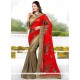 Beige And Red Georgette Party Wear Saree