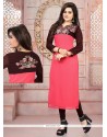 Captivating Georgette Pink Embroidered Work Party Wear Kurti