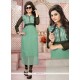 Observable Sea Green Embroidered Work Party Wear Kurti