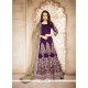 Grandiose Banglori Silk Purple Embroidered Work Designer Floor Length Suit