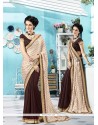 Vibrant Brown Printed Saree