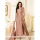 Dignified Peach Embroidered Work Silk Designer Suit