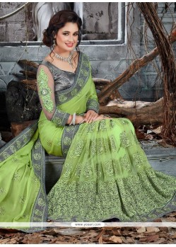 Compelling Faux Crepe Patch Border Work Designer Traditional Sarees