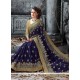 Marvelous Navy Blue Embroidered Work Faux Chiffon Classic Saree