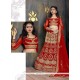 Patch Border Net A Line Lehenga Choli In Red