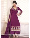 Eye-catchy Embroidered Work Georgette Designer Palazzo Salwar Suit