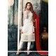 Striking Embroidered Work Off White Churidar Designer Suit