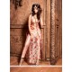 Print Silk Designer Suit In Peach