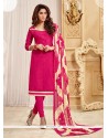 Amusing Hot Pink Jacquard Churidar Designer Suit
