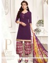 Perfervid Pure Crepe Purple Designer Patila Salwar Suit