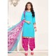 Swanky Pure Crepe Blue Designer Patila Salwar Suit