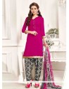 Stunning Print Work Pure Crepe Pink Designer Patila Salwar Suit
