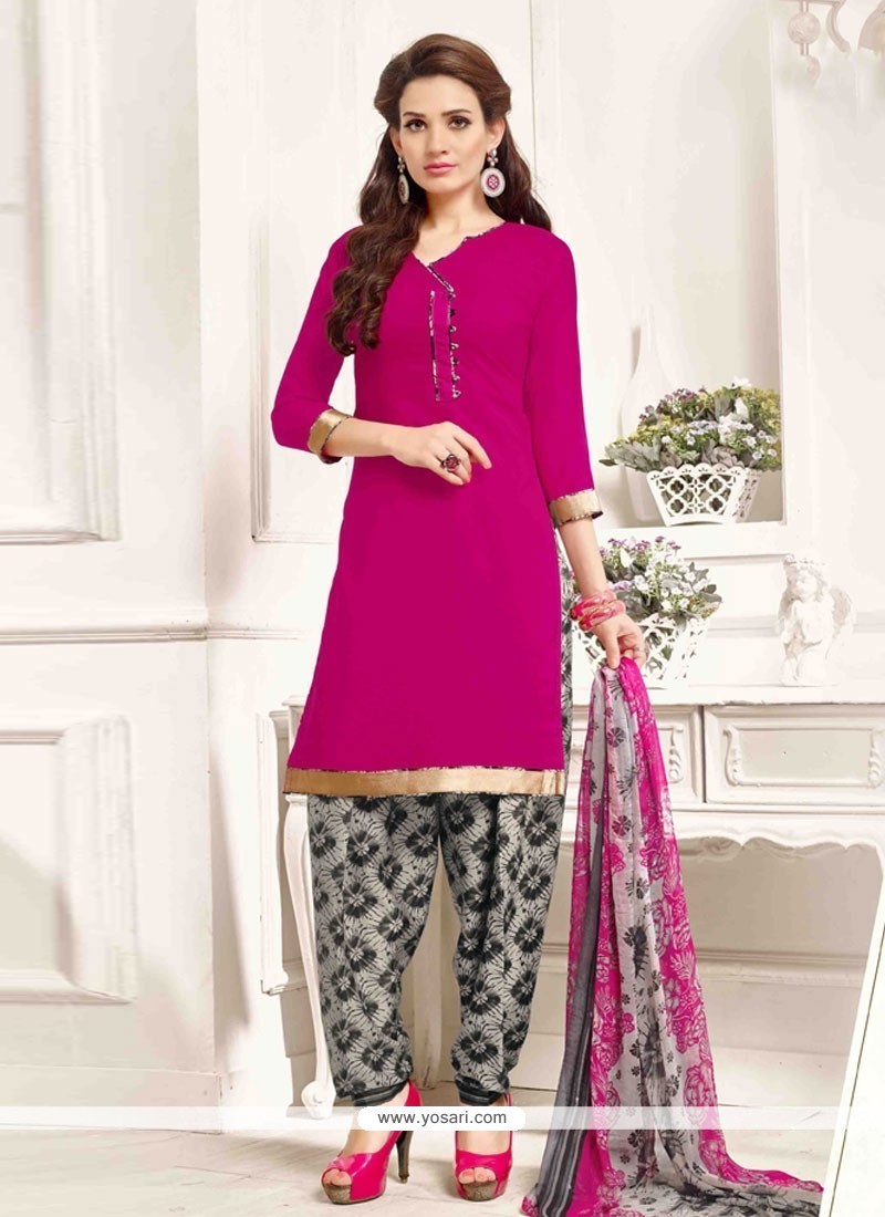 Buy Stunning Print Work Pure Crepe Pink Designer Patila Salwar Suit ...