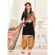 Modest Pure Crepe Black Print Work Designer Patila Salwar Suit