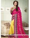 Yellow And Magenta Georgette Saree