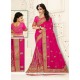Magnificent Embroidered Work Hot Pink Designer Half N Half Saree