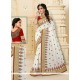 Stupendous Patch Border Work Off White Designer Traditional Sarees
