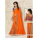 Orange Patch Border Work Silk Designer Half N Half Saree