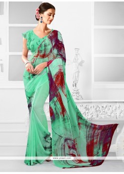 Chic Multi Colour Georgette Printed Saree