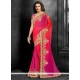 Distinguishable Hot Pink Embroidered Work Traditional Saree