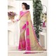Lovable Georgette Cream And Pink Casual Saree