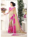 Lovable Georgette Cream And Pink Casual Saree