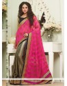 Fab Pink Georgette And Satin Half And Half Saree