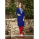 Deserving Embroidered Work Blue Party Wear Kurti