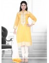 Angelic Yellow Art Silk Churidar Designer Suit