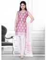 Gleaming Cotton Rose Pink Pant Style Suit