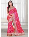 Renowned Rose Pink Patch Border Work Classic Saree