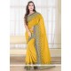 Flattering Yellow Embroidered Work Designer Traditional Sarees