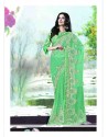 Mesmerizing Green Satin Classic Saree