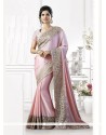 Intricate Pink Embroidered Work Silk Classic Saree