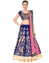 Fine Raw Silk Blue A Line Lehenga Choli