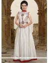 Sparkling Silk Resham Work White Designer Gown