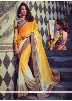 Staggering Embroidered Work Yellow Jacquard Classic Designer Saree