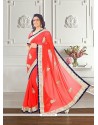 Princely Red Patch Border Work Traditional Saree