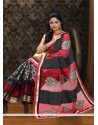 Black And Red Supernet Half And Half Saree