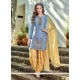 Heavenly Embroidered Work Blue Cotton Designer Patiala Salwar Kameez