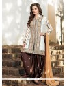 Integral Cotton Off White Resham Work Designer Patiala Salwar Kameez