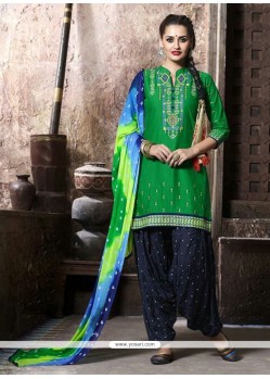 Snazzy Cotton Embroidered Work Punjabi Suit