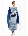 Genius Cotton Blue Resham Work Churidar Designer Suit