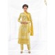 Glowing Yellow Embroidered Work Cotton Churidar Designer Suit