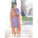 Lavish Print Work Purple Cotton Satin Designer Palazzo Salwar Suit