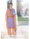 Lavish Print Work Purple Cotton Satin Designer Palazzo Salwar Suit